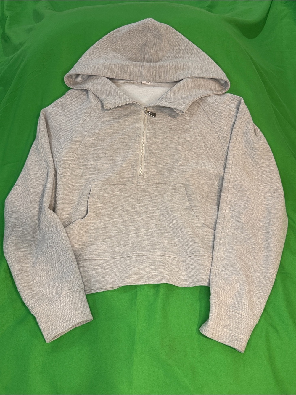 Women's Light Gray Half-Zip Hooded Sweatshirt